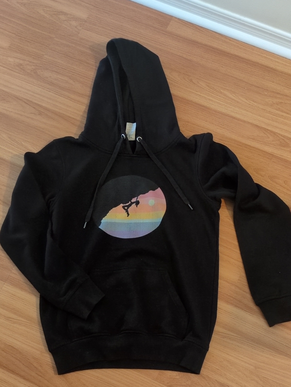 Black Pullover Hoodie with Sunset Climber Graphic